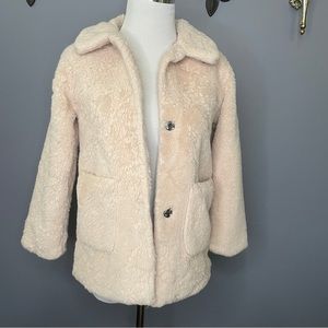 J is for Justify vintage cream faux fur teddy coat size 10